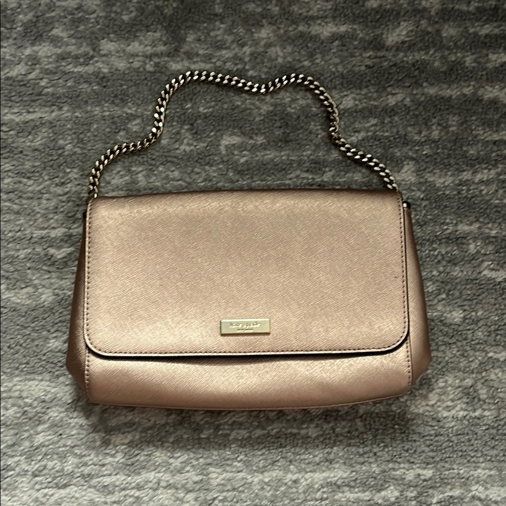 Elegant Metallic Rose Gold Chain Shoulder Bag